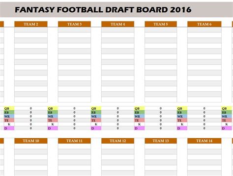 Fantasy Draft Excel Template